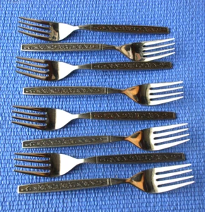 8 tenedores de ensalada de acero inoxidable Oneida Northland SPRING FEVER de colección Japón mediados de siglo - Imagen 1 de 10