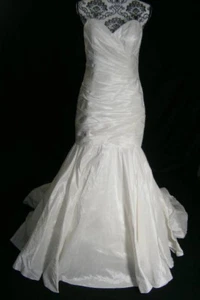 Watters Brides Eggshell Wedding Gown Dress Size 12 Mermaid Silk Blend NWT $1,699 - Picture 1 of 8