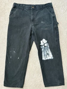 Carhartt Carpenter Pants Men’s 40x30 Black Dungaree Fit Workwear Y2K Painter - Picture 1 of 15