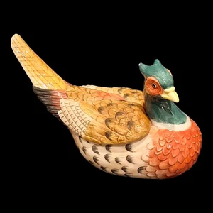 Vintage FITZ & FLOYD Pheasant Dish Essentials Game Birds Male Lidded Dish - Picture 1 of 10
