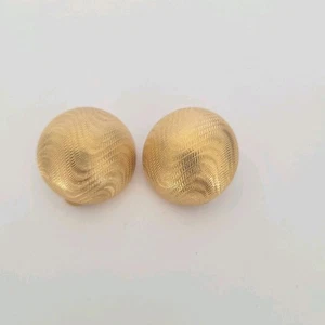 Vintage Givenchy Button Gold Tone Clip on Earrings Round Glam Lightweight 1 Inch - Picture 1 of 5