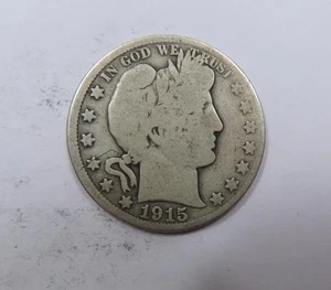 USA United States Large Silver 50 Cents Barber Half 1915 S San Francisco SCARCE - Picture 1 of 2