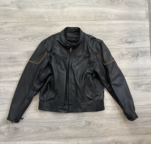 Chaqueta de cuero XElement para hombre XL negra cremallera completa coderas ventiladas con forro - Imagen 1 de 13