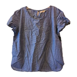 Faded Glory Chambray Blue Cotton Top Comfort Boho Summer Womens Size XL - Picture 1 of 7
