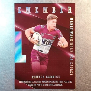 2022 NRL Traders Season to Remember Card SR18 Reuben Garrick Manly - Picture 1 of 2