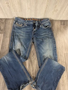 Rock Revival KAI Women Size 28 Bling Jeans Pocket Thick Stitch *STAINED* - Picture 1 of 23