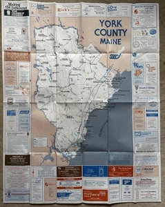 York County Maine 1990 pictorial advertising fldg. map w/ detailed insets - Picture 1 of 10