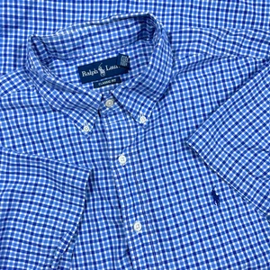 Camicia Ralph Lauren uomo XL blu a quadri con bottoni vestibilità classica popeline campeggio abito top - Foto 1 di 8