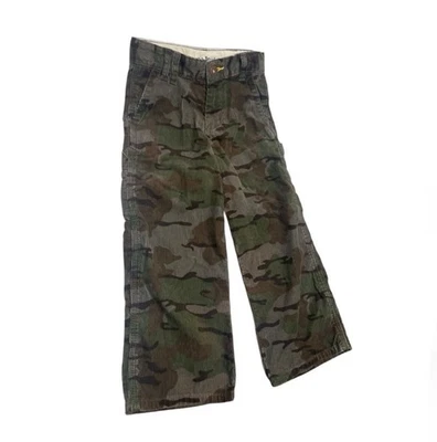 Oshkosh Niños Talla 5 Camuflaje Pana Pantalones Carpintero Cintura Ajustable Pierna Ancha Foto 1 de 4