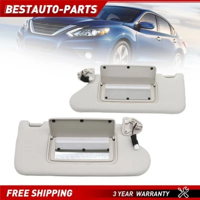 For 2013-2018 Nissan Altima 1 Pair Set Driver&Passenger Sun Visor Beige w/ Light Foto 1 de 4