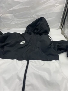 Hurley Mens Hooded Windbreaker Jacket Black White Size L Rain Track Lightweight - Picture 1 of 7