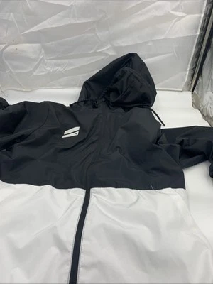 Chaqueta cortavientos con capucha Hurley para hombre negra blanca talla L pista de lluvia ligera Foto 1 de 4