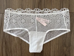 Victoria's Secret Panties Cheeky Panty White Dotted Mesh Eyelet Flowers Medium M - Picture 1 of 8
