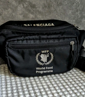Balenciaga World Food Programme WFP Black Nylon Belt Bag Bum Bag Fanny Pack - Image 1 of 4