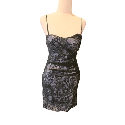 Blockout Y2K Lace Strapless Dress Size 8 Ruched Built in Bra Zip Cocktail Mini - Image 1 of 4