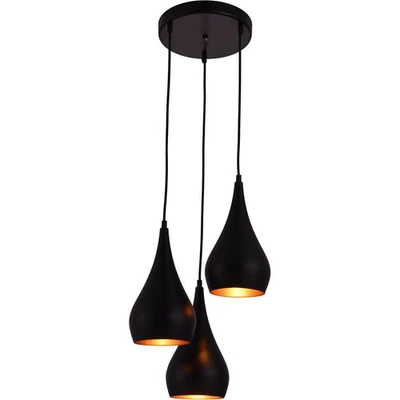 Living District LDPD2000 Nora 3 Light 15 inch Black Pendant Ceiling Light - Image 1 of 2