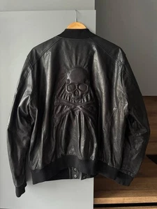 Philipp Plein Black Leather Jacket Men L - Picture 1 of 12