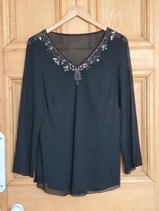 NEXT: UMSTANDSTRANSPARENTES TOP und CAMISOLE SCHWARZ Glitzer Perlen GRÖSSE 12 - Bild 1 von 9