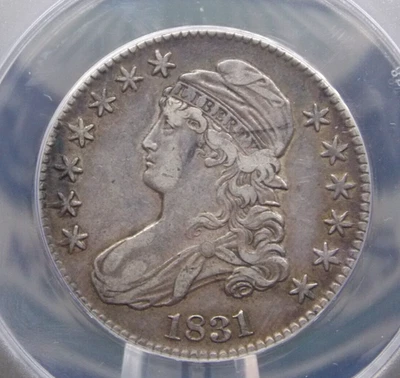 Medio dólar de plata busto tapado 1831 50c ANACS EF40 #224 XF extra fino ECC&C, Inc Foto 1 de 4