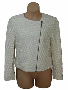 M&S Per Una Womens Jacket size 18 Biker Style Ivory Cream Bnwt - Picture 1 of 4