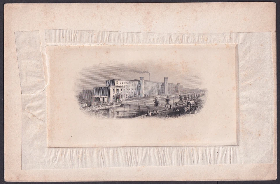 American Bank Note Company Die Sunk Proof - Factory and Bridge, 230x150mm - Image 1 of 1