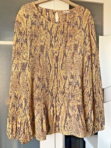 Damart Yellow Long Sleeved Boho Gypsy Blouse Top Size UK 18 - Picture 1 of 2