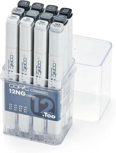 Copic Classic 12NG Colors Marker Set , 12 Piece Neutral Gray Set - Picture 1 of 2