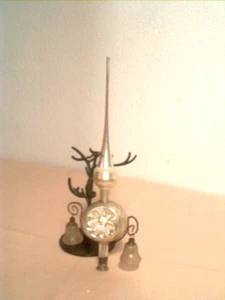 sehr alte Christbaum Spitze mit Glöckchen leonischer Draht+Tinsel Lauscha Glas - Bild 1 von 5