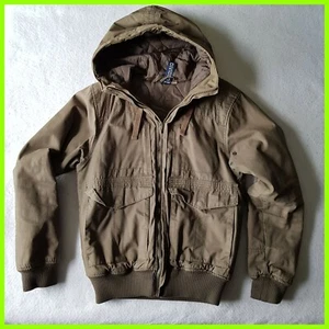 S * RARE H&M Khaki Green Army Jacket Coat Winter Divided Small Hooded - Picture 1 of 12
