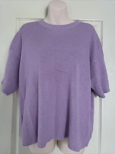 Lullaby Club Women’s Lilac Ribbed Knit Shirt Sleeve Top Size M/L As New - Picture 1 of 4