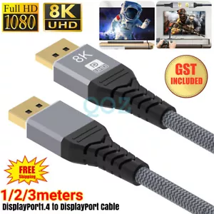 8K Displayport DP 1.4 Cable HDR 4K/144Hz Display Port Male to Male 1M 2M 3M - Picture 1 of 11