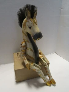 Vintage Pier1 Jointed Wooden Zebra shelf sitter Folk art Articulated Mohawk 20"T - Picture 1 of 9