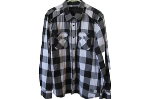 Guess Black/White Plaid Western Shirt Pearl Snap Buttons -XXLARGE-NWOT - Picture 1 of 6