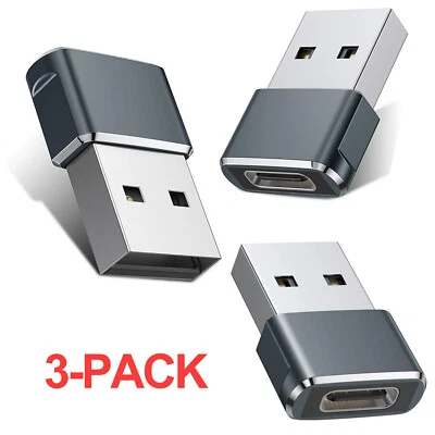 3-PACK USB C 3.1 Type C Female to USB Type A Male Port Converter Adapter Silver - Image 1 of 4