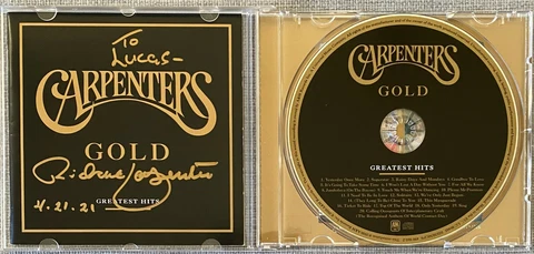 Richard Carpenter Signed In Person Carpenters GOLD Greatest Hits CD Cover Cover