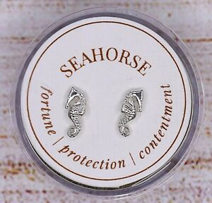 NEW NIB Alex and Ani Seahorse Stud Earrings .925 Sterling Silver 