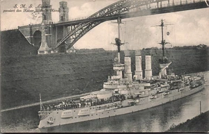 AK S.M.S. Elsass passiert den Kaiser Wilhelm Kanal 1914 ? gelaufen (2554A30) - Bild 1 von 2