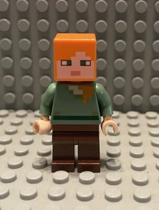 Min017 / Alex Minecraft Lego Minifigure / Orange Hair / Green Shirt - Picture 1 of 5