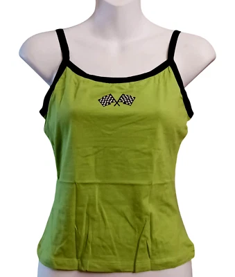 Pit Stop Cami Tank Top Women Medium Checkered Flag Racing Themed Shelf Bra New - Image 1 of 4
