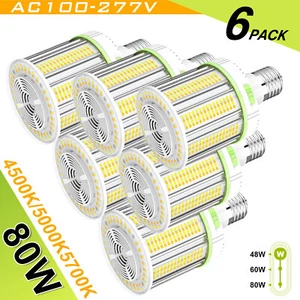 6Pack LED Retrofit Corn Bulb Light 80W/60W/48W CCT 4.5/5/5.7K E39 Shop Lighting - Picture 1 of 16