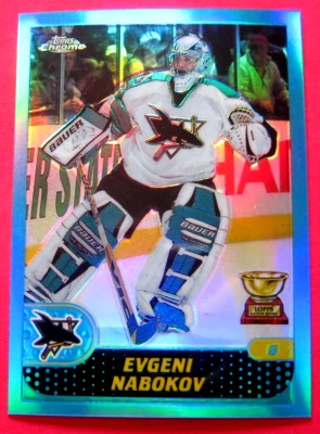 2001-02 Topps Chrome Refractor EVGENI NABOKOV 01-02 Card #82**SHARKS** - Image 1 of 2