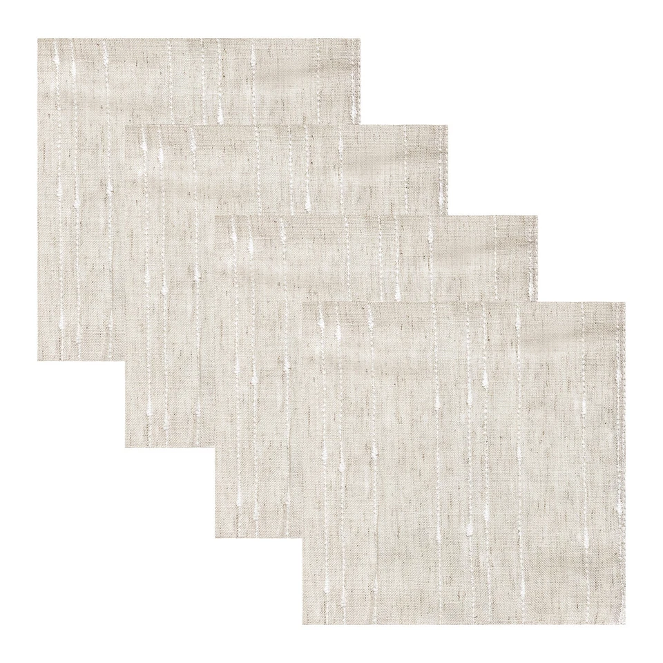 Ralph Lauren Dobby Slub Dinner Napkins 20" Set 4 Parchment Polyester Linen Blend - Image 1 of 1