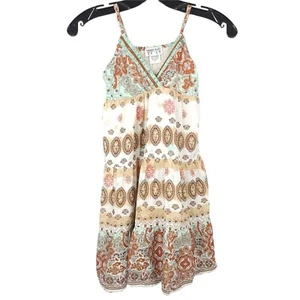 Funky Kids Spaghetti Strap Dress Top Girls Size 8 Satin Trim Brown Tan - Picture 1 of 7