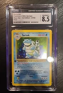 1999 Pokemon CGC 8.5 Turtok 1st Edition Holo GERMAN Blastoise Base Set 2/102 - Picture 1 of 2