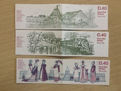 Royal Mail GB Elizabeth MNH 3 Booklets FM1-3 Type A 3 Cyl #s Cat Value 40.00 - Image 1 of 2