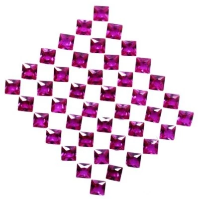 Natural Ruby Loose Gemstone 12 Piece 6 mm Certified Princess Shape Lot - Image 1 of 4