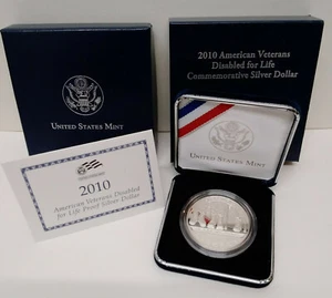 2010 US Mint American Veterans Disabled for Life $1 Proof Coin ~ Box & COA MG - Picture 1 of 5