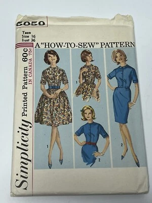 Dress Size 16 Bust 36 UNCUT Sewing Pattern s5059 Vintage 60s - Image 1 of 2