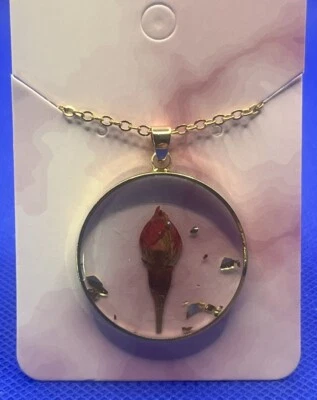 "Collar mes nacimiento junio flor brote rosa tono dorado colgante 20""" Foto 1 de 4