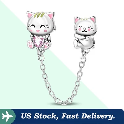 Lindo encanto de eslabones para pareja de gatos de plata esterlina 925 KUNSIR para mujer pulsera cuentas Foto 1 de 4